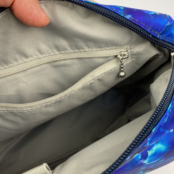 Baggallini | Blue Watercolor Floral Large Crossbody Purse Bag - Picture 9 of 11